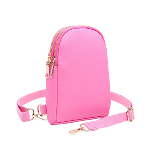 Fuchsia Solid Faux Leather Sling Bag, is the perfect combination of style and convenience. Crafted from durable faux leather, it can withstand daily wear and tear and its adjustable shoulder strap ensures a comfortable fit. Perfect Birthday Gift, Anniversary Gift, Mother's Day Gift, Graduation Gift, Valentine's Day Gift.