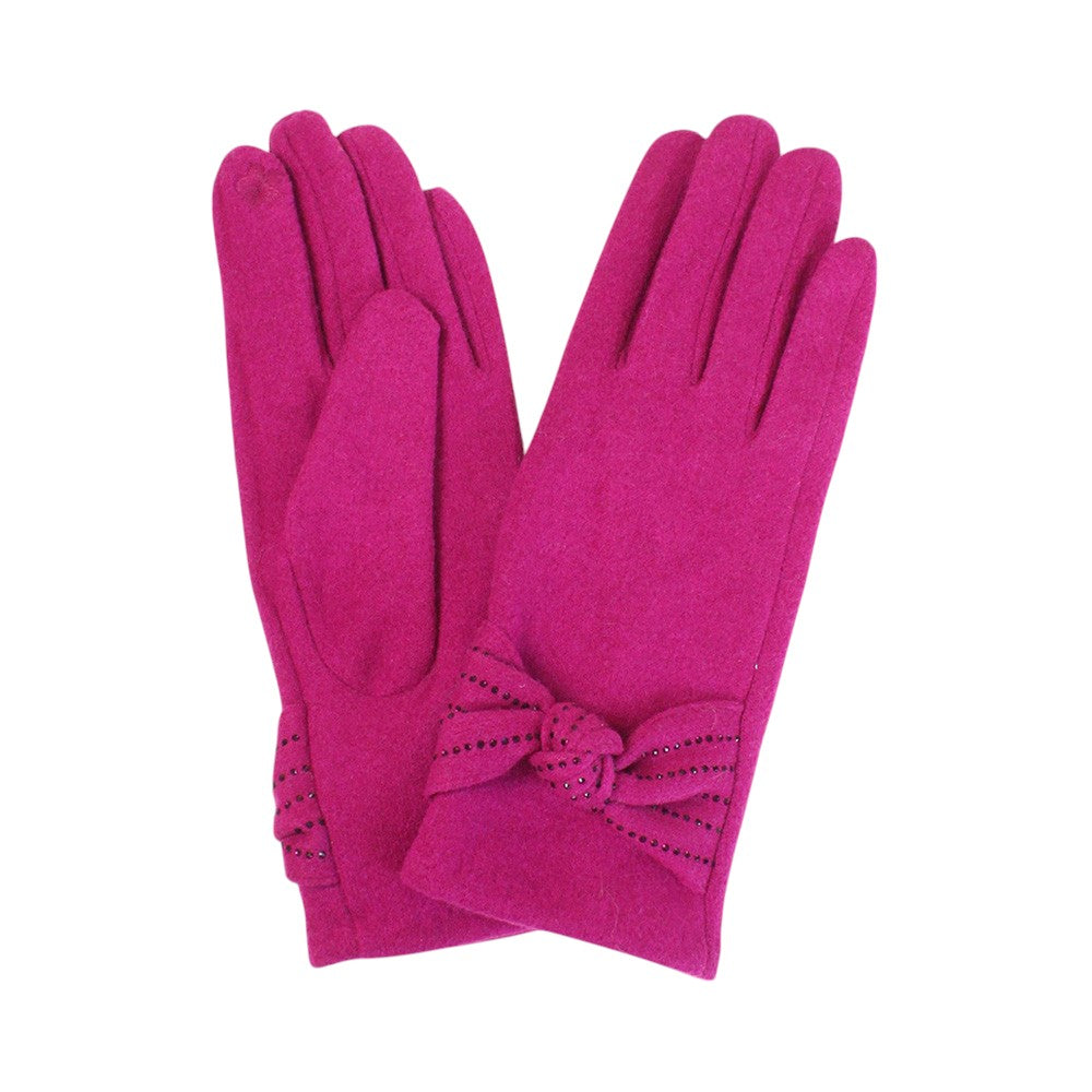 Black Stone Deco Ribbon Smart Touch Gloves, stay warm and stylish with our gloves feature a unique stone design and smart touch technology, make a delightful gift.