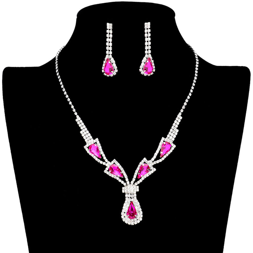 Silver Teardrop Stone Accented Rhinestone Jewelry Set, adds a touch of sophistication to any outfit with this beautiful set. Perfect for enhancing any special occasion, this jewelry set will add classic charm and elegance to your look. Gift for birthdays, anniversaries, Mother's Day, or any other meaningful occasion.