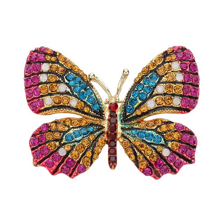 Fuchsia Topaz Rhinestone Pave Butterfly Pin Brooch adds a touch of elegance to any outfit. Featuring dazzling rhinestones in a pave butterfly design, this pin exudes a sophisticated and polished look. Perfect for both casual and formal occasions, this versatile accessory will elevate any ensemble.