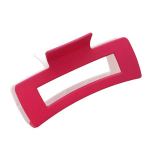 Fuchsia White Game Day Two Tone Open Rectangle Hair Claw Clip, is perfect for keeping your locks in place. This professional-grade clip features a firm grip clamp that ensures your hair stays put all day long. Made from high-quality materials, this clip is sure to last. Perfect gift for sports lovers to show their team spirit.
