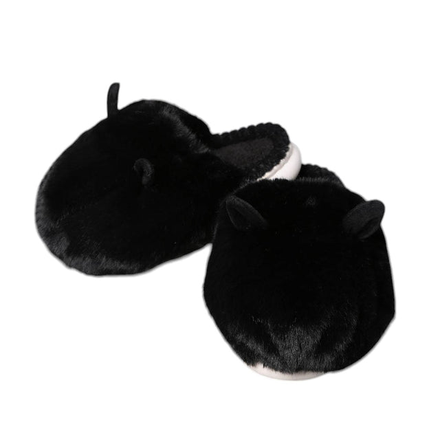 Black Fuzzy Faux Fur Bunny Soft Home Indoor Floor Slippers are perfect for keeping your feet warm and cozy while relaxing at home. Made with soft faux fur material, these slippers are designed for ultimate comfort. The adorable bunny design adds a touch of cuteness to your indoor loungewear. 