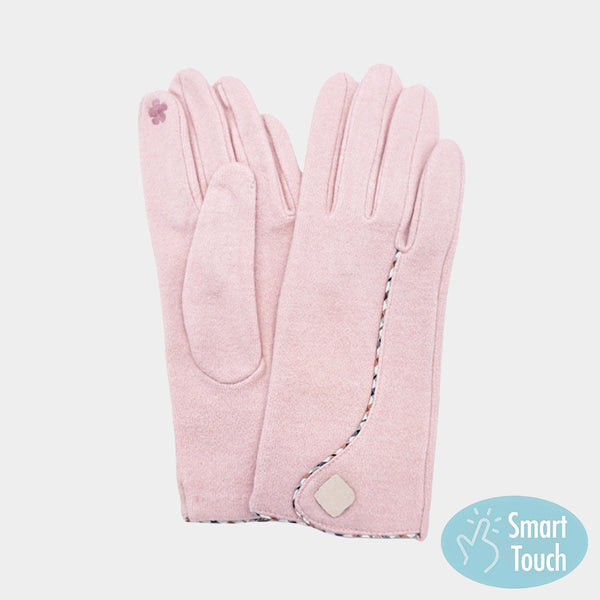 Pink Elegant gloves featuring a quilted pattern design with smart touch fingertips for phone use. Warm and functional, these gloves combine style with practicality, making them a versatile cold-weather accessory for everyday wear.