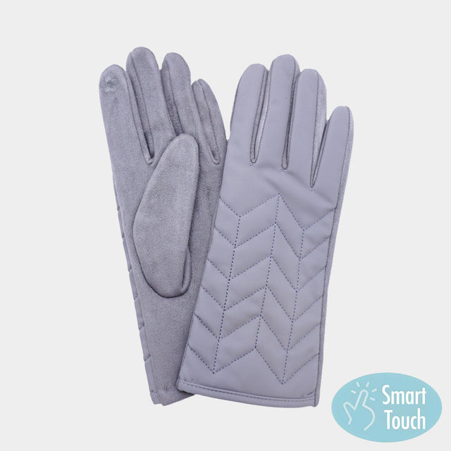 Madeline Love Gray Chevron Quilted Smart Touch Gloves - Jewelry