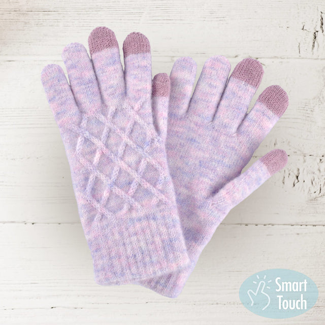 Purple Soft Knit Touch Smart Gloves