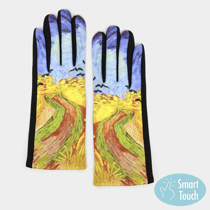 Multi Wheatfield with Crows Vincent Van Gogh Smart Touch Gloves