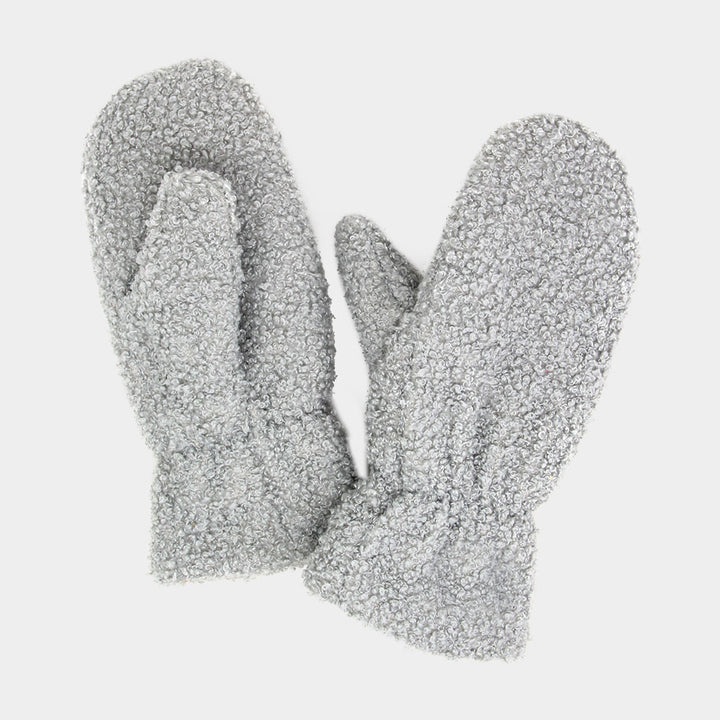Gray Lining Teddy Bear Mitten Gloves
