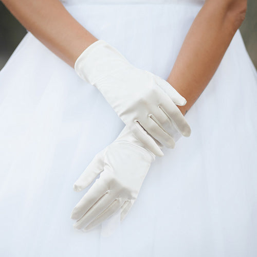 Women's Dressy Satin Wedding Gloves - Ivory