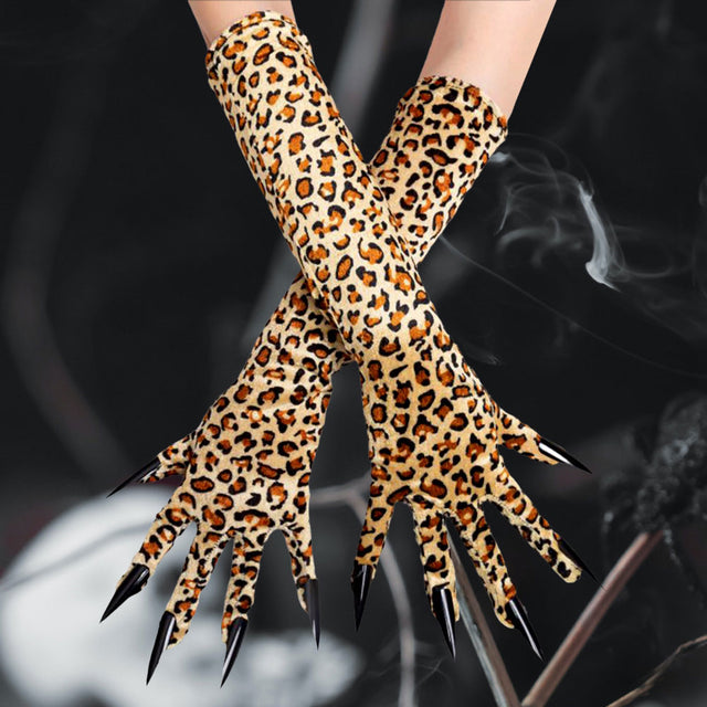 Madeline Love Leopard Leopard Patterned Long Nails Claws Gloves - Jewelry