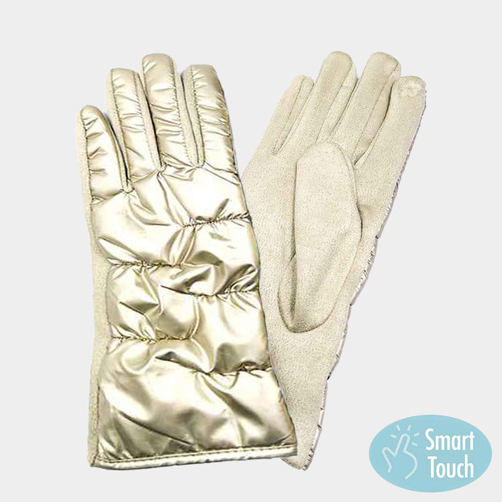Gold Puffer Smart Touch Gloves