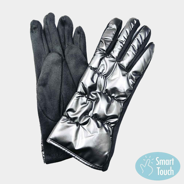 Gray Puffer Smart Touch Gloves
