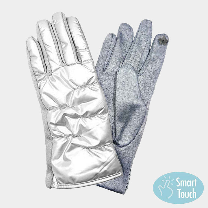 Silver Puffer Smart Touch Gloves