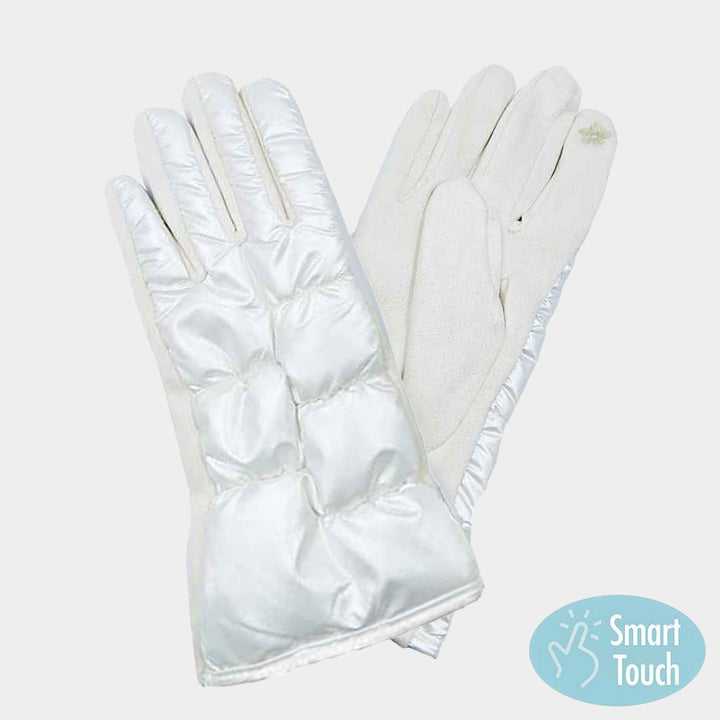 White Puffer Smart Touch Gloves