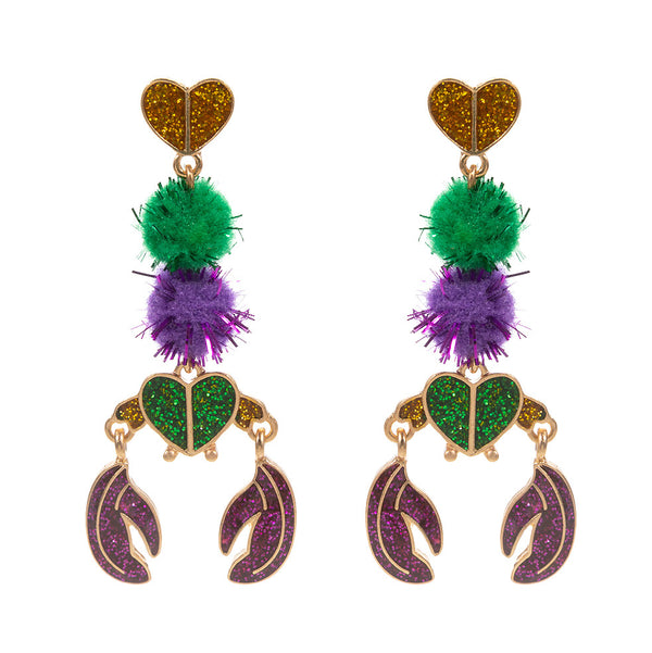 Glittered Enamel Pom Pom Mardi Gras Crawfish Earrings add a festive touch to any outfit. With their sparkling finish and playful design, they’re perfect for Mardi Gras celebrations. Crafted with high-quality materials, these earrings are both stylish and durable.