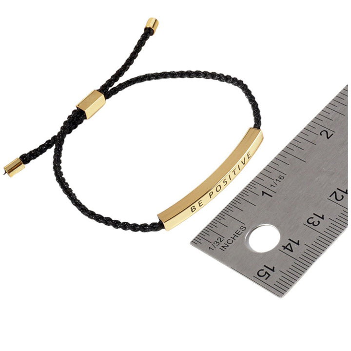 Gold-Dipped ENJOY THE JOURNEY Message Bar Pointed Rope Adjustable Cinch Pull Tie Bracelet, Crafted with expert precision, this bracelet is a stunning piece of jewelry that can be easily adjusted for the perfect fit. Its unique design includes a pointed rope making it a perfect gift for any occasion.-