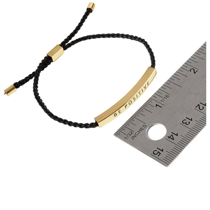 Gold-Dipped FAITH HOPE LOVE Message Bar Pointed Rope Adjustable Cinch Pull Tie Bracelet, Perfect accessory for anyone who values faith, hope, and love. With an adjustable cinch pull tie and a delicate rope design, this bracelet adds a touch of elegance to any outfit.