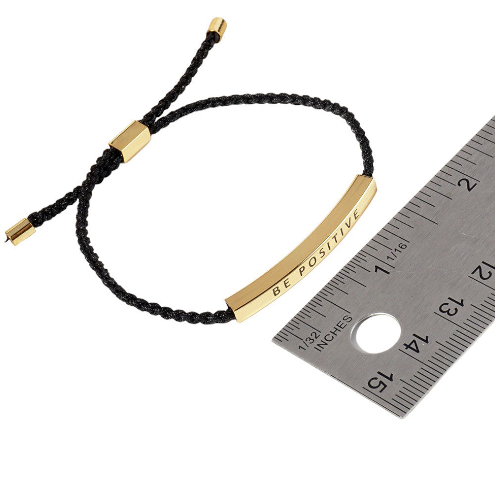 Gold-Dipped FOREVER FRIENDS Message Bar Pointed Rope Adjustable Cinch Pull Tie Bracelet, made with a delicate gold and white design, this bracelet features an adjustable cinch pull tie for a perfect fit. The message bar adds a heartfelt touch, making it a forever reminder of your friendship.