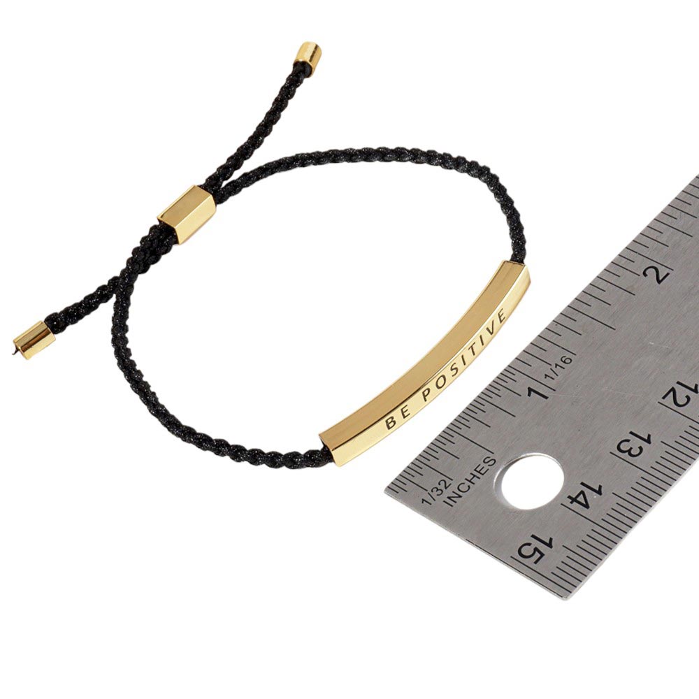 Gold-Dipped HOPE Message Bar Pointed Rope Adjustable Cinch Pull Tie Bracelet features a white gold-dipped HOPE message bar & a pointed rope design that can be easily adjustable with a cinch pull tie.Perfect for adding a touch of elegance to any outfit, while also providing a subtle reminder of hope and positivity