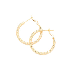 Gold 1.2 Inch Textured Brass Metal Hoop Earrings, turn your ears into a chic fashion statement with these brass metal hoop earrings! The beautifully crafted design adds a gorgeous glow to any outfit. Put on a pop of color to complete your ensemble in perfect style. 