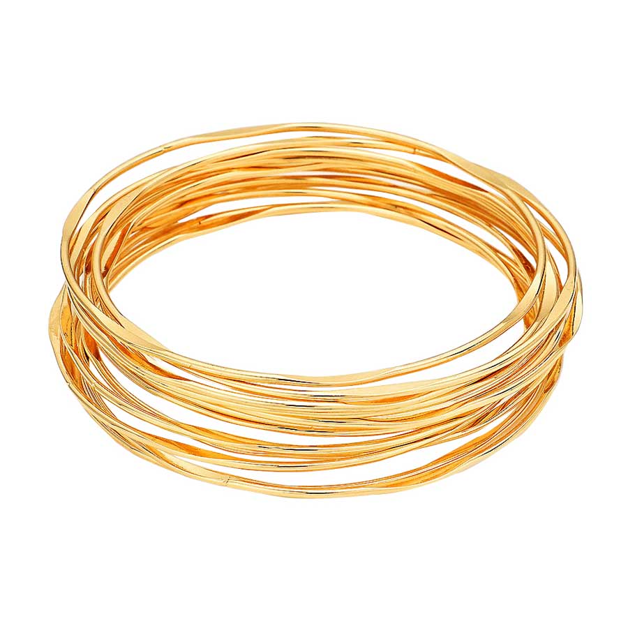 Gold 12PCS - Metal Stackable Bangle Bracelets; these stackable bracelets can light up any outfit, and make you feel absolutely flawless. Fabulous fashion and sleek style adds a pop of pretty color to your attire, coordinate with any ensemble from business casual to everyday wear. Goes with any of your casual outfits and Adds something extra special. Great gift idea for Birthday, Prom, Mothers day, Anniversary or any other occasion.