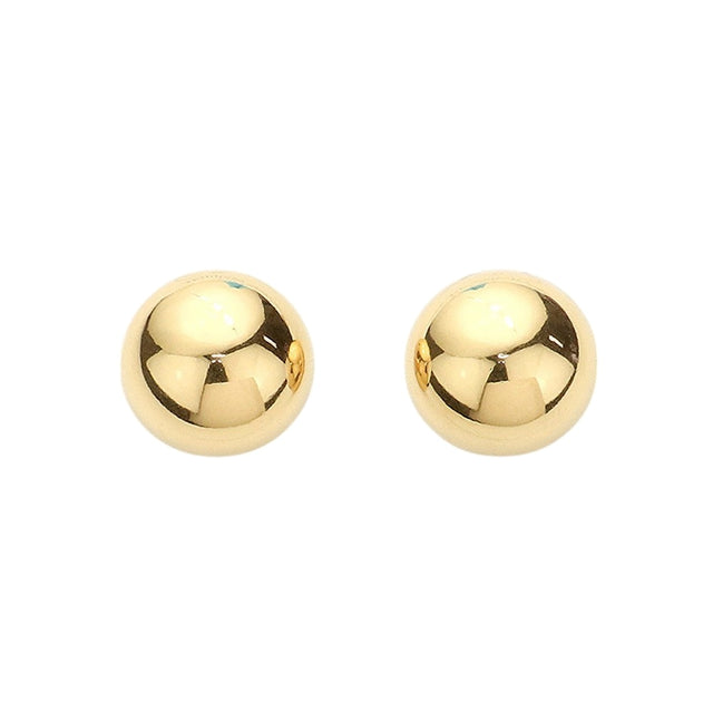 18K Gold Dipped Stainless Steel Metal Dome Stud Earrings - Clear Gold - Earrings