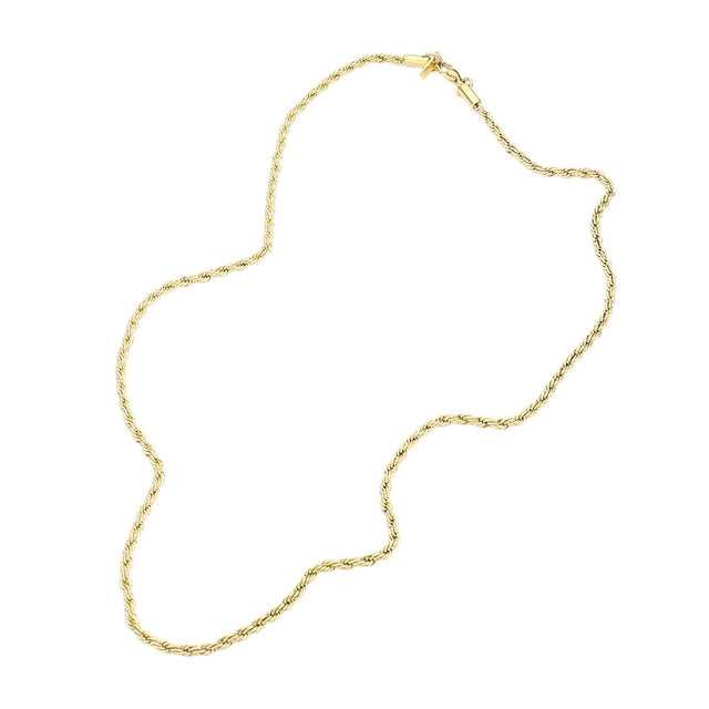 Gold 20 INCH, 3mm Stainless Steel Rope Chain Necklace is a classic and versatile piece for any wardrobe. Made from high-quality stainless steel, it offers durability and a luxurious shine. With its 20-inch length and 3mm thickness, it is the perfect accessory for both casual and formal occasions.