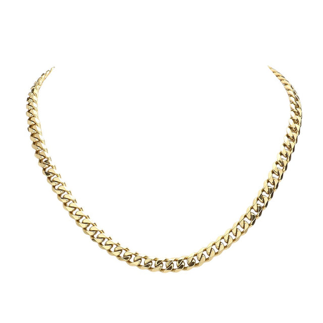 Gold 6 Diamond Cut Stainless Steel 18 Inch 8mm Cuban Metal Chain Necklace is a stylish and durable accessory for any occasion. Made of high-quality stainless steel, the necklace features a diamond-cut design that adds a touch of elegance. With an 18-inch length and 8mm thickness, it is the ideal size for everyday wear. It is a must-have for any fashion-forward individual.