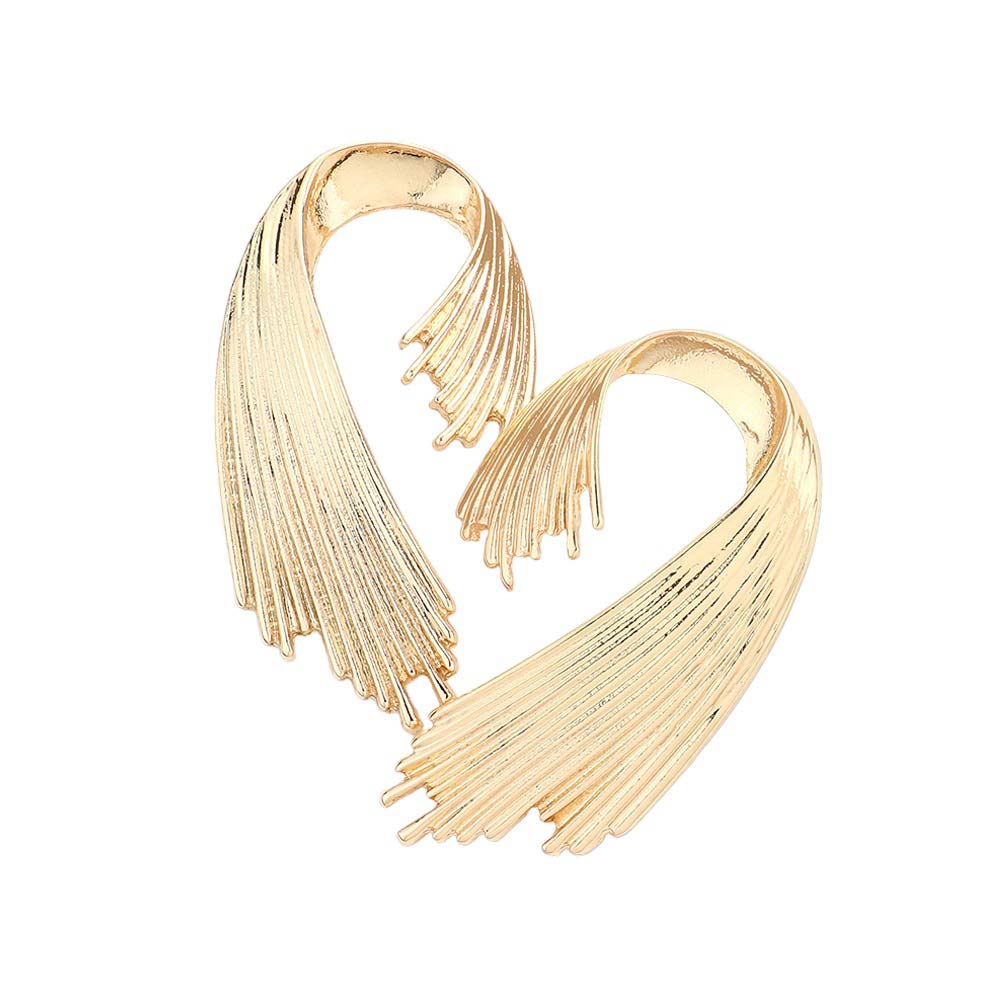 Gold Abstract Curved Metal Earrings, dress your ears up with these gorgeous, lightweight metal earrings. These statement earrings are made of nickel-free metal for sensitive ears and have an eye-catching curved design for an elegant, contemporary look. Great gift idea for your Wife, Mom, or any family member.