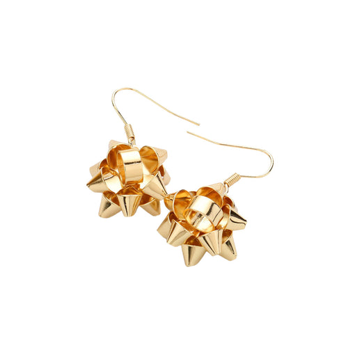 Hermosos pendientes colgantes con lazo para regalo de Navidad - Oro