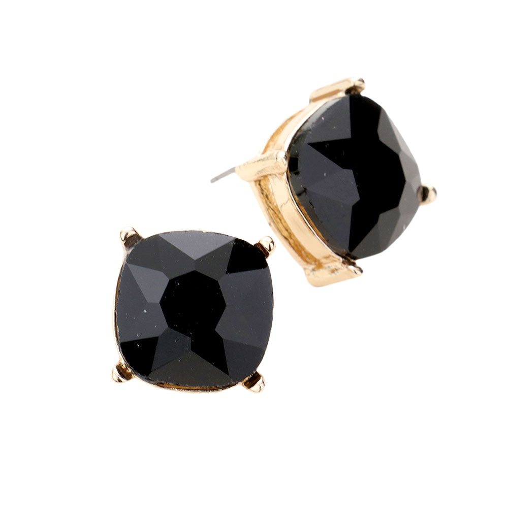 Gold Black  Square Stone Stud Earrings. Look like the ultimate fashionista with these Earrings! Add something special to your outfit this Valentine! Special It will be your new favorite accessory. Perfect Birthday Gift, Mother's Day Gift, Anniversary Gift, Graduation Gift, Prom Jewelry, Valentine's Day Gift, Thank you Gift.