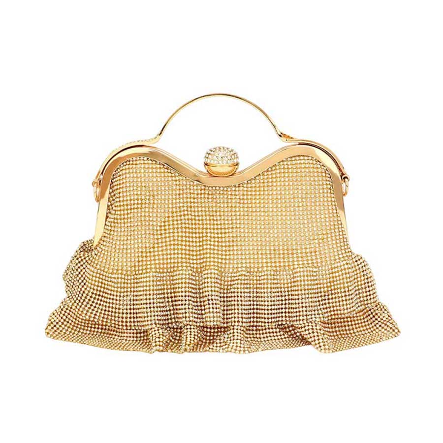gold Bling Pleated Evening Tote Crossbody Bag is a perfect accessory for special occasions. Its stylish pleated design coupled with its clasp closure provides secure storage for small items while making a fashion statement, Its sturdy construction and adjustable straps make it a stylish and practical choice for any event.