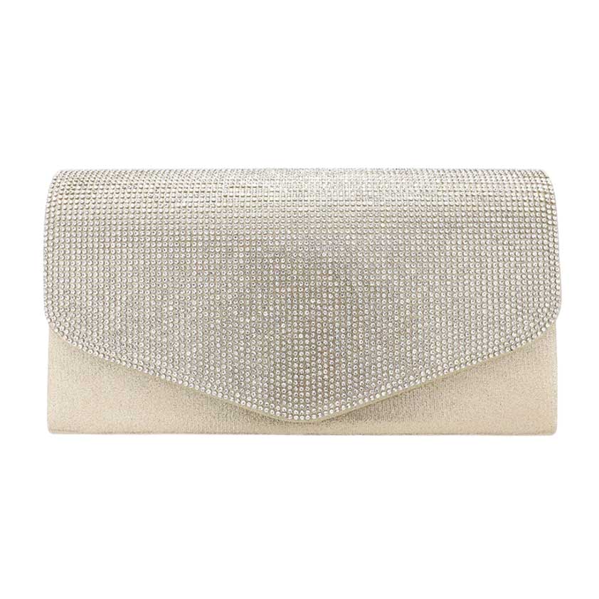 Gold Bling Rectangle Evening Clutch Crossbody Bag, Perfect for carrying makeup, money, credit cards, keys or coins, and many more things. It features a detachable shoulder chain & clasp closure that makes your life easier and trendier. Perfect gift ideas for a Birthday, Holiday, Christmas, Anniversary, Valentine's Day, etc