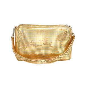 Gold Bling Rectangle Tote Crossbody Bag, This eye-catching bag is sure to draw glances! Crafted with premium materials, its rectangular shape is fashionable and reliable for carrying all of your personal items. The convenient crossbody design ensures comfortable and secure carrying. Shine up with this crossbody tote bag.