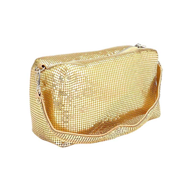 Gold Bling Rectangle Tote Crossbody Bag, This eye-catching bag is sure to draw glances! Crafted with premium materials, its rectangular shape is fashionable and reliable for carrying all of your personal items. The convenient crossbody design ensures comfortable and secure carrying. Shine up with this crossbody tote bag.