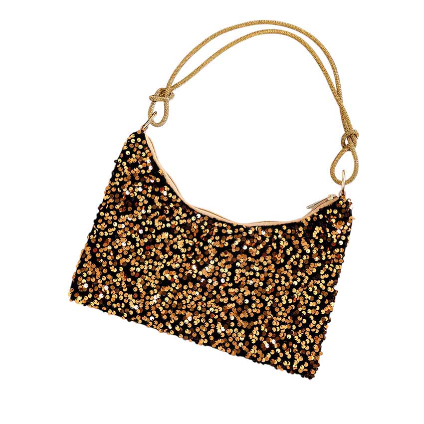 Gold Bling Sequin Tote Shoulder Bag, is perfect to carry all your handy items with ease. This handbag features a top zipper closure for security that makes your life easier and trendier. This is the perfect gift idea for a birthday, holiday, Christmas, anniversary, Valentine's Day, etc.