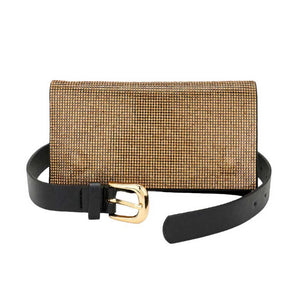 Gold Bling Sling Bag Fanny Pack Belt Bag, is the perfect fashion accessory for trendsetters. This stylish bag features an adjustable waist belt and a built-in pocket so you can easily store all of your essentials. Gift someone or yourself this Belt Bag, they will take your look up a notch.