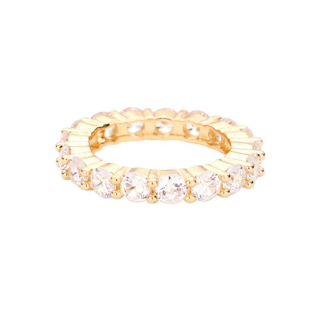 Gold CZ Round Accented Band Ring, offers a stunning addition to any jewelry collection with its delicate design. Featuring a polished round band studded with glittering CZ stones, this ring provides subtle sparkle and eye-catching dimension. The perfect accessory to complete your outfit for any special occasion or making a …