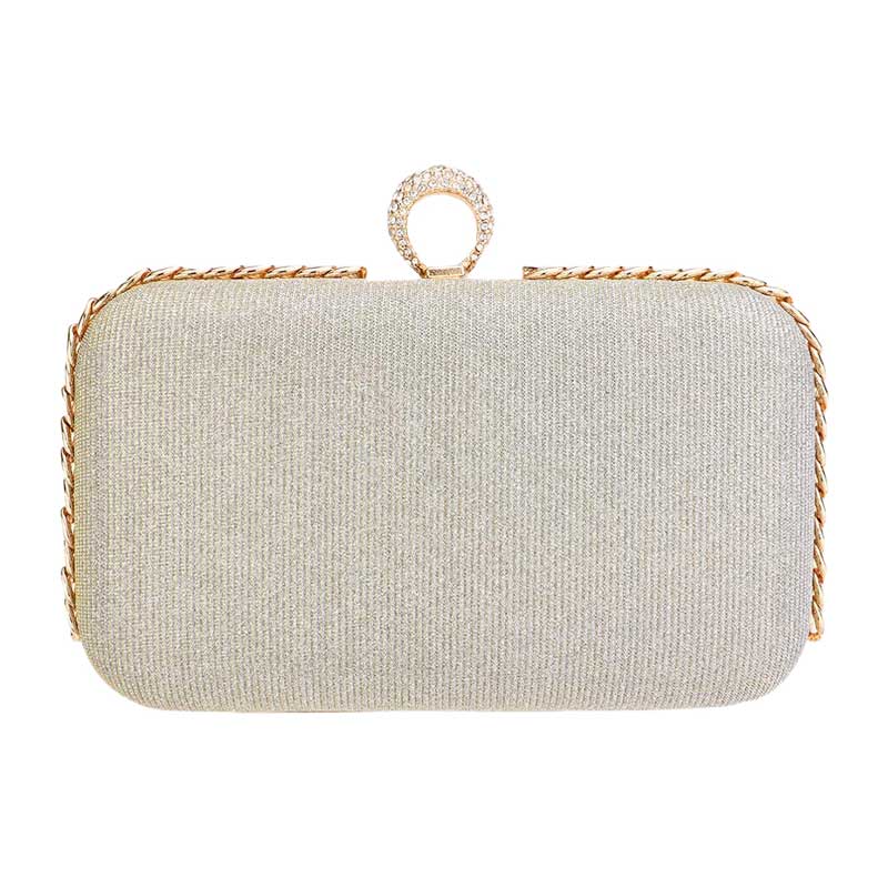 Gold Chain Detailed Shimmery Evening Clutch Crossbody Bag, is beautifully designed and fit for all occasions & places. Perfect for makeup, money, credit cards, keys or coins, and many more things. This crossbody bag feature contains a detachable shoulder chain and clasp closure that makes your life easier and trendier.