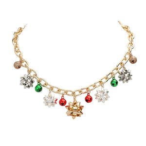 Gold Christmas Gift Bow Jingle Bell Station Necklace, is beautifully designed with a bow theme that will make a glowing touch on everyone. This pretty & tiny necklace will surely bring a smile to one's face as a gift. This is the perfect gift for Christmas, especially for your friends, family, and the people you love.