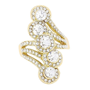 Gold-Clear Crystal Rhinestone Rosette Cluster Stretch Ring, is a beautifully crafted design that adds a gorgeous glow to your special outfit. This rhinestone stretch ring fits your lifestyle on special occasions! This stretch ring is the ideal gift for your loved ones, Lover, girlfriend, wife, mother, couple, Valentine, etc.