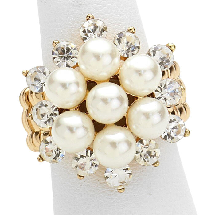 Gold Cream Clear Crystal & Pearl Bloom Stretch Ring, this pearl bloom stretch ring is a piece of jewel that will certainly amaze you on special occasions. Whether you’re looking for something in a classic or timeless style or you’re hoping to make a new discovery, we’re thrilled to provide the perfect handcrafted piece of jewelry to match and exceed your expectations.