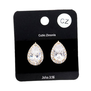 Gold Cubic Zirconia Teardrop Crystal Rhinestone Stud Earrings, bring sophistication, shine to your look. Crafted with a sparkling crystal rhinestone and a reflective teardrop silhouette, they're perfect for adding a touch of glamour to any special occasion ensemble. Excellent gift choice for special ones on any special day.