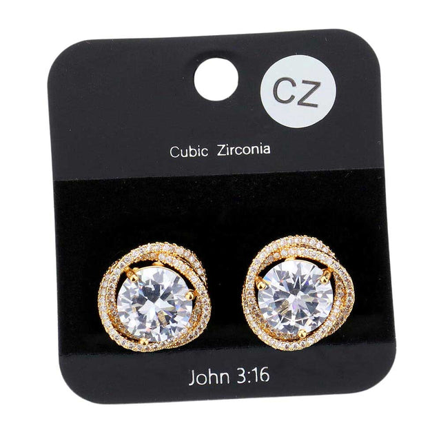 Gold Cz Round Accented Stud Evening Earrings, enhance your attire with these vibrant beautiful cz round accented stud earrings to dress up or down your look. Look like the ultimate fashionista with these stud evening earrings! Add something special to your outfit! It will be your new favorite accessory.
