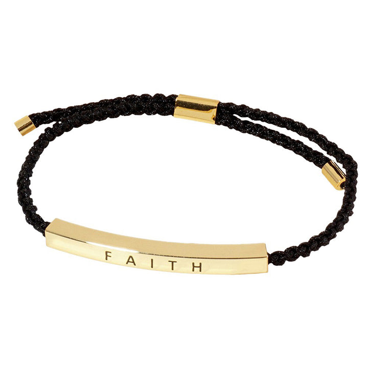 Gold-Dipped FAITH Message Bar Pointed Rope Adjustable Cinch Pull Tie Bracelet, Crafted with high-quality materials, this bracelet is a true representation of style . With an elegant design and a meaningful message. The adjustable cinch and pull tie feature ensures a comfortable and secure fit for all wrist sizes.