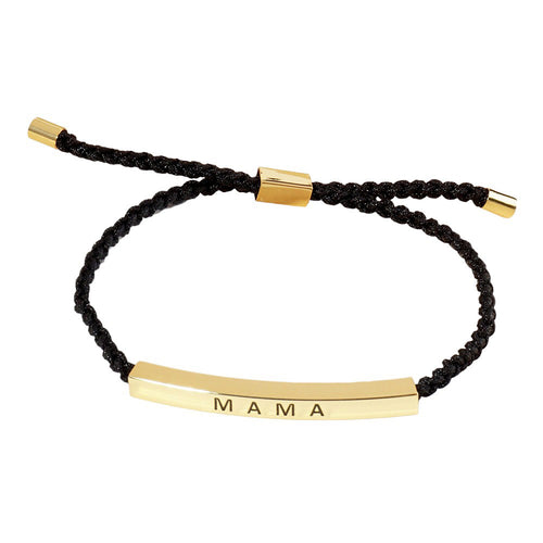 Gold Dipped MAMA Message Bar Pointed Rope Pull Tie Bracelet - Gold