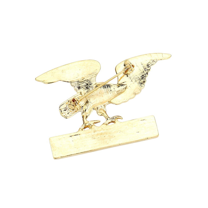 Gold Enamel American USA Flag Eagle Pin Brooch is perfect for any patriotic occasion. Made from high-quality enamel, this pin features a beautifully detailed American flag and eagle design. Add a touch of American pride to any outfit with this stunning brooch.