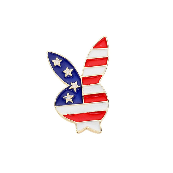 Gold Enamel American USA Flag Playboy Bunny Pin Brooch combines iconic design with patriotic flair. Meticulously crafted with premium enamel work, the pin features the classic Playboy Bunny silhouette rendered in American flag colors. The durable metal backing and secure clasp ensure longevity, making it an excellent addition to jackets, bags, or lapels for collectors and fashion enthusiasts.