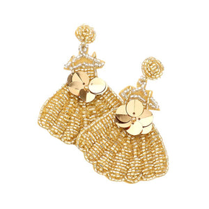 Gold Felt Back Beaded Wedding Dress Dangle Earrings, coordinate these beautiful earrings with any outfit to draw attention from the crowd everywhere, even on any occasion. Especially the wedding ceremony. These are the perfect gift for birthdays, anniversaries, etc. Stay attractive & classy everywhere.
