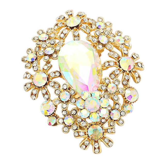 Gold Glass Crystal Flower Cluster Brooch adds a touch of sophistication to any outfit. Made with sparkling glass crystals, this brooch is a perfect accessory for weddings, parties, or everyday wear. Its intricate design and high-quality materials make it a timeless addition to your collection. 