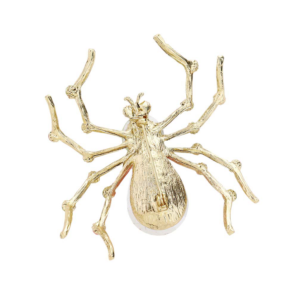 Gold-Green-Pink-Crystal Spider Pin Brooch is crafted with sparkling crystals, adding a touch of sophistication to any outfit. The intricate design and attention to detail make it a must-have for any accessory collection. Elevate your style with this stunning brooch.